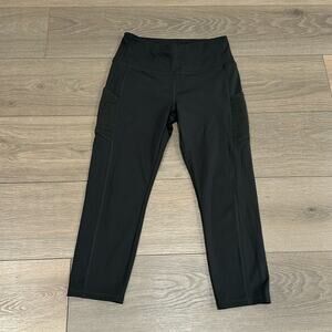 CALI ACTIVE Olive Green Side Pocket Cropped Workout Gym Yoga Capris Size Small‎